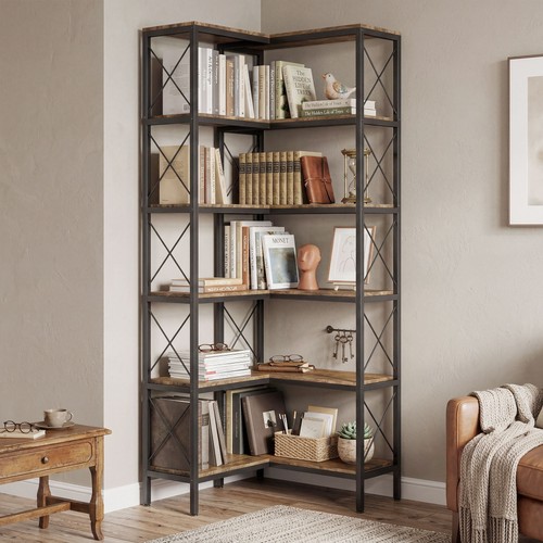 Homcom shaped bookshelf - homcom, l-shaped