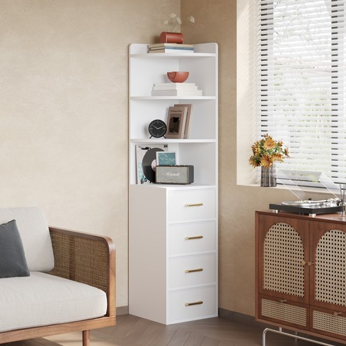 White corner storage cabinet - storage,