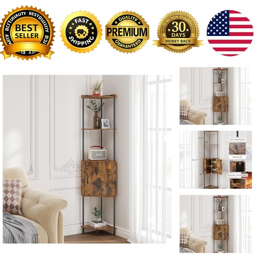 Rustic brown corner bookshelf - brown,