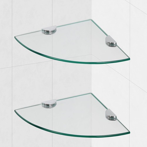 Glass corner shower - glass, shelves