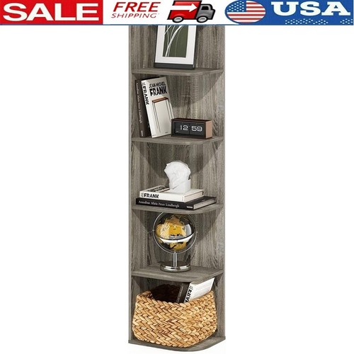 Wooden corner bookshelf open - corner,